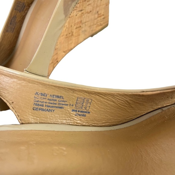 GERRY WEBER Genuine Leather Open Peep Toe Slingback Cork Wedge Shoes Sandals 38 - Picture 14 of 16